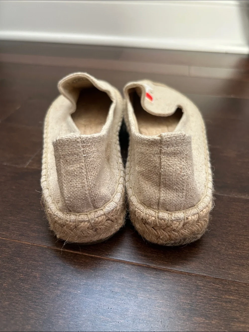 Soludos Natural Canvas Espadrilles with Red Bottle & Glass Motif
